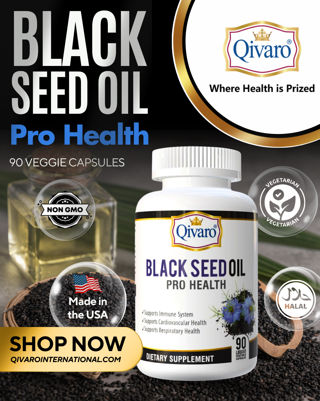 Aceite de comino negro Pro Health | 90 cápsulas vegetales 